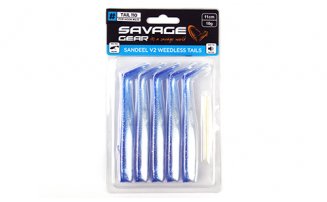 Мягкая приманка Savage Gear Sandeel V2 WL Tail 110 Blue Pearl Silver, 11см, 10г, уп.5шт, арт.72569 - оптовый интернет-магазин рыболовных товаров Пиранья - превью 2