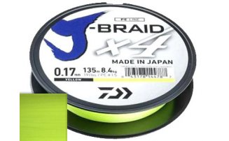 Шнур Daiwa J-Braid X4 Yellow 0.21мм  135м - оптовый интернет-магазин рыболовных товаров Пиранья - превью