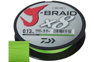 Шнур Daiwa J-Braid X8 Chartreuse 0.28мм 58lb 150м - оптовый интернет-магазин рыболовных товаров Пиранья - превью