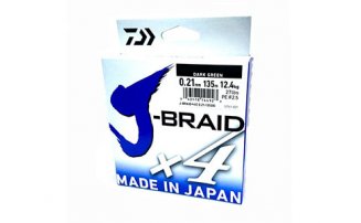 Шнур Daiwa J-Braid X4 Dark Green 0.07мм  135м - оптовый интернет-магазин рыболовных товаров Пиранья - превью 1