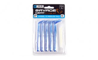 Мягкая приманка Savage Gear Sandeel V2 WL Tail 95 Blue Pearl Silver, 9.5см, 7г, уп.5шт, арт.72563 - оптовый интернет-магазин рыболовных товаров Пиранья - превью 2