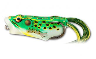 Мягкая приманка LIVETARGET Hollow Body Frog Popper 55F-512 Floroscent Green/Yellow, 55 мм, 11г, плавающая, поверхностная - оптовый интернет-магазин рыболовных товаров Пиранья - превью