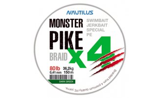  Nautilus Monster Pike Braid X4 Dark Green d-0.41 36.2 80lb 150 -  -    -  1
