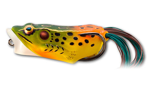 Мягкая приманка LIVETARGET Hollow Body Frog Popper 55F-519 Emerald/Red, 55 мм, 11г, плавающая, поверхностная - оптовый интернет-магазин рыболовных товаров Пиранья