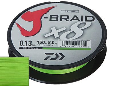Шнур Daiwa J-Braid X8 Chartreuse 0.24мм 40lb 150м - оптовый интернет-магазин рыболовных товаров Пиранья