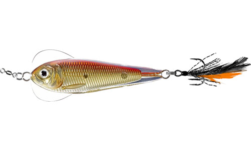 Блесна колеблющаяся LIVETARGET Flutter Shad Jigging Spoon 55SS-223 Gold/Red, 55мм, 14г - оптовый интернет-магазин рыболовных товаров Пиранья