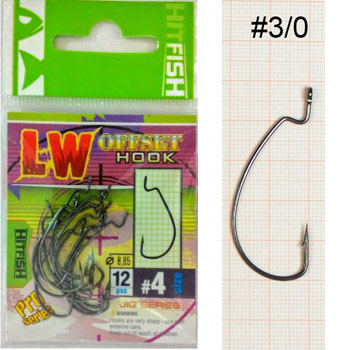 Крючок офсетный HITFISH LW Offset Hook № 3/0 - оптовый интернет-магазин рыболовных товаров Пиранья