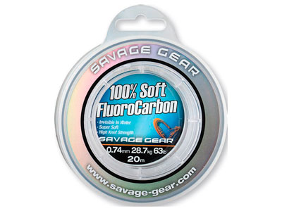 Леска Savage Gear Soft Fluorocarbon, 35м, 0.46мм, 12.3кг, 27lbs, прозрачный, арт.54853 - оптовый интернет-магазин рыболовных товаров Пиранья