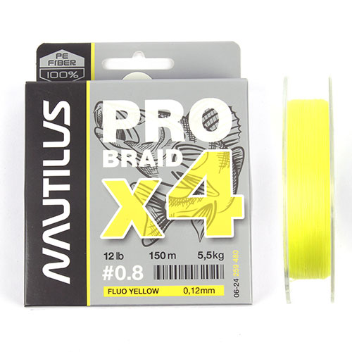  Nautilus Pro Braid X4 Fluo Yellow d-0.10 4.1 9lb 150 -  -   