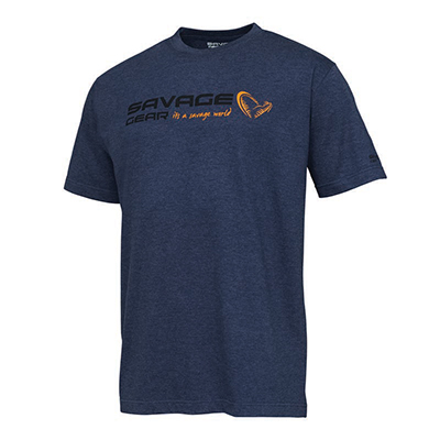 Футболка Savage Gear Signature Logo T-Shirt Blue Melange р.L, арт.73656 - оптовый интернет-магазин рыболовных товаров Пиранья