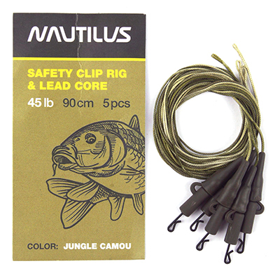    Nautilus Safety Clip Rig Jungle Camou 90 45lb (5pcs) -  -    2