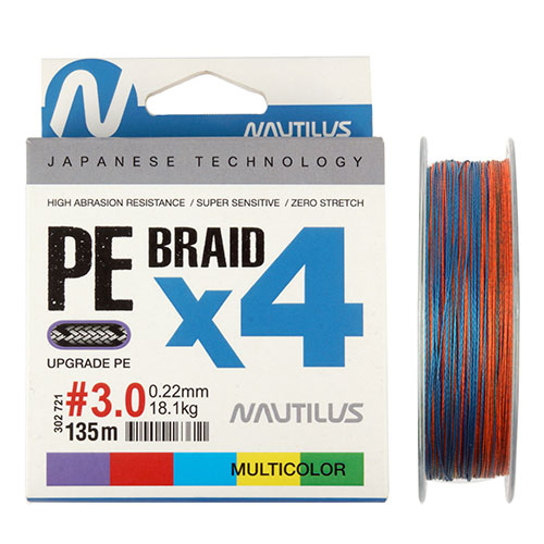  Nautilus Braid X4 Multicolour d-0.22 18.1 3.0PE 135 -  -   