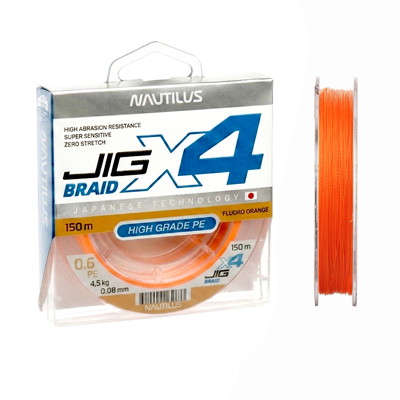 ���� Nautilus X4 Jig Braid Fluoro Orange d-0.12�� 6.8�� 1,0PE 150� - ������� ��������-������� ���������� ������� �������
