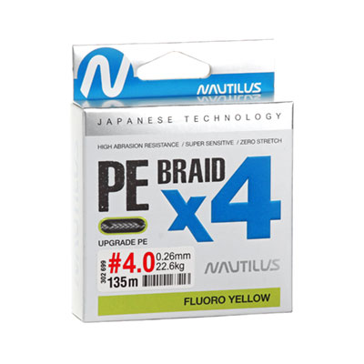 ���� Nautilus Braid X4 Fluoro Yellow d-0.12 6.8�� 1.0PE 135� - ������� ��������-������� ���������� ������� ������� 1