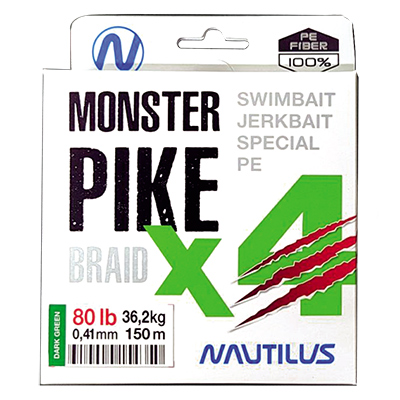 Nautilus Monster Pike Braid X4 Dark Green d-0.38 31.7 70lb 150 -  -   