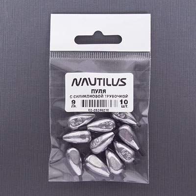 Грузило Nautilus Пуля с сил.трубочкой с марк.веса  9.0гр - оптовый интернет-магазин рыболовных товаров Пиранья