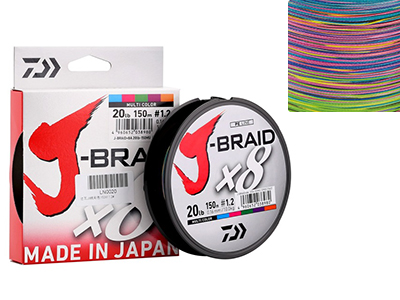 Шнур Daiwa J-Braid X8 Multicolor 0.18мм 26.5lb 150м - оптовый интернет-магазин рыболовных товаров Пиранья