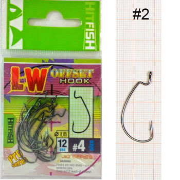 Крючок офсетный HITFISH LW Offset Hook № 02 - оптовый интернет-магазин рыболовных товаров Пиранья