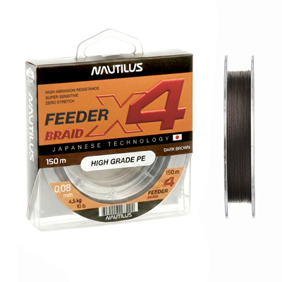 ���� Nautilus X4 Feeder Braid Dark Brown d-0.10�� 5.4�� 150� - ������� ��������-������� ���������� ������� �������