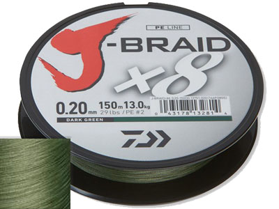 Шнур Daiwa J-Braid X8 Dark Green 0.06мм 9lb 150м - оптовый интернет-магазин рыболовных товаров Пиранья
