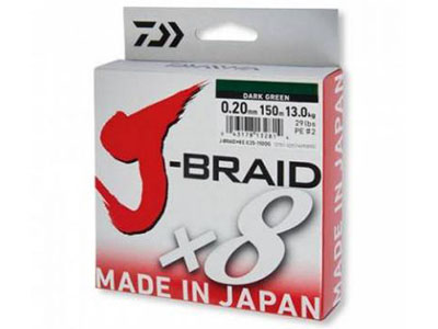 Шнур Daiwa J-Braid X8 Dark Green 0.13мм 18lb 150м - оптовый интернет-магазин рыболовных товаров Пиранья 1
