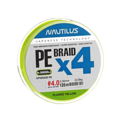 ���� Nautilus Braid X4 Fluoro Yellow d-0.26 22.6�� 4.0PE 135� - ������� ��������-������� ���������� ������� ������� 2
