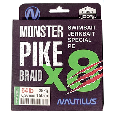  Nautilus Monster Pike Braid X8 Dark Green d-0.36 29 64lb 150 -  -   