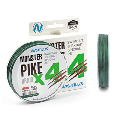 ���� Nautilus Monster Pike Braid X4 Dark Green d-0.38 31.7�� 70lb 150� - ������� ��������-������� ���������� ������� �������