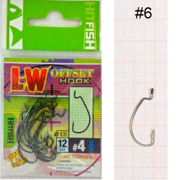 Крючок офсетный HITFISH LW Offset Hook № 06 - оптовый интернет-магазин рыболовных товаров Пиранья