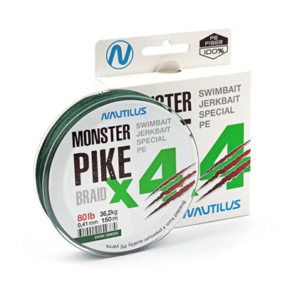  Nautilus Monster Pike Braid X4 Dark Green d-0.41 36.2 80lb 150 -  -   