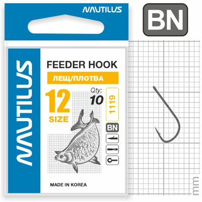 Крючок Nautilus Feeder Лещ/плотва 1119BN №12 - оптовый интернет-магазин рыболовных товаров Пиранья