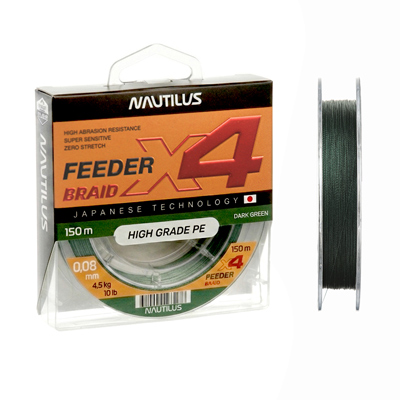 ���� Nautilus X4 Feeder Braid Dark Green d-0.14�� 9.1�� 150� - ������� ��������-������� ���������� ������� �������