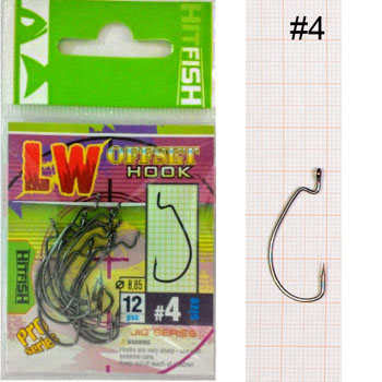 Крючок офсетный HITFISH LW Offset Hook № 04 - оптовый интернет-магазин рыболовных товаров Пиранья