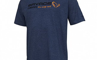 Футболка Savage Gear Signature Logo T-Shirt Blue Melange р.L, арт.73656 - оптовый интернет-магазин рыболовных товаров Пиранья - превью