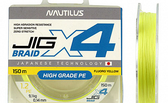  Nautilus X4 Jig Braid Fluoro Yellow d-0.26 22.6 4,0PE 150 -  -    - 