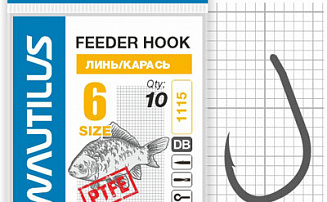 Крючок Nautilus Feeder Линь/карась 1115PTFE № 6 - оптовый интернет-магазин рыболовных товаров Пиранья - превью